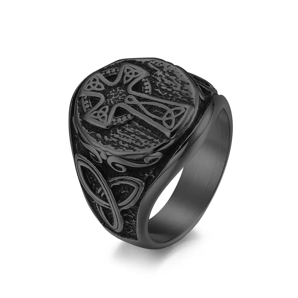 Noeud celtique en acier inoxydable bijoux celtiques Vintage bijoux irlandais bague de croix Viking nordique pour hommes