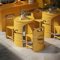 Café Style fer forgé extérieur Table chaise ensemble huile tambour combinaison créative Internet célébrité extérieur stand Restaurant