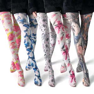 Purple Wholesale Hot Selling Polka Dot Anti-snatch Good Quality Pantyhose Brand Luxury Flocking Daily Flock Sheer Tights