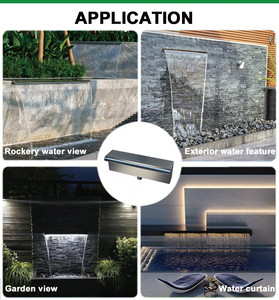 Cascades en acier inoxydable piscine extérieure cascade lame <span class=keywords><strong>fontaine</strong></span> d'eau murale avec lumière LED à distance - Product Image 4