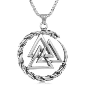 Pendentif triangle Viking en acier inoxydable, design géométrique, collier unisexe 280753 - Product Image 5