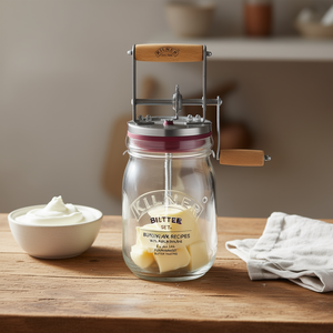 Ensemble pour la fabrication du beurre Kilner, pot en verre de 1 L avec manivelle et recettes pour la préparation du beurre maison - Product Image 3