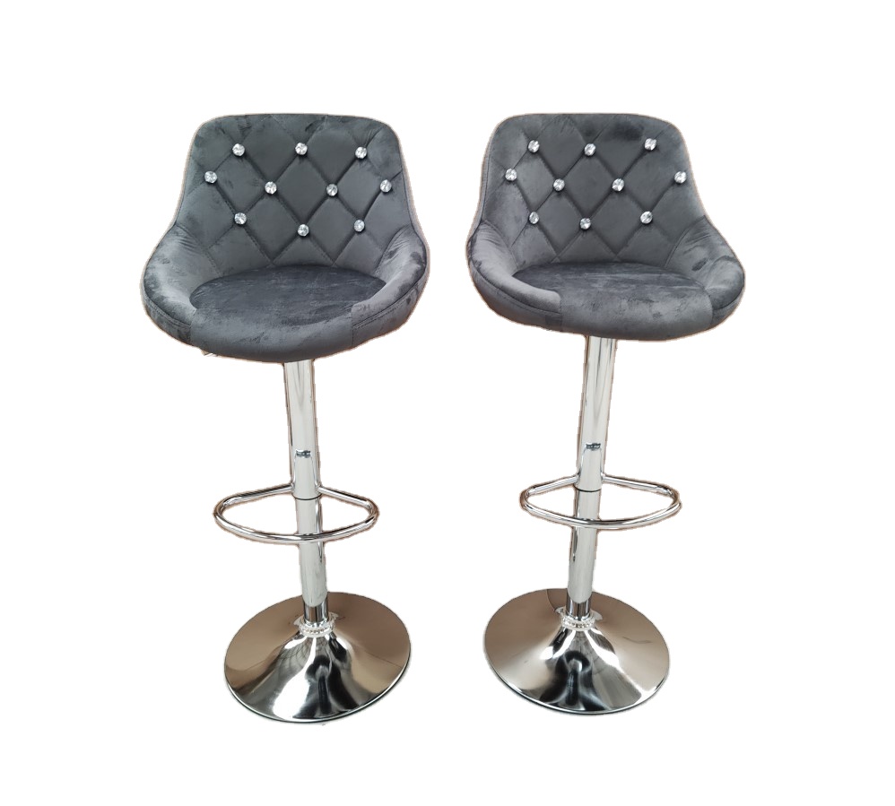 Популярный удобный роскошный вращающийся бархатный стул с металлической основой высокий стул