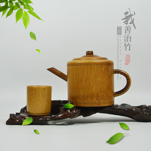 Bamboo Teapot Cylinder Coffee Brown With Lid Handle Kung Fu <b>Tea</b> <b>Set</b> Afternoon <b>Tea</b> Display Collectible JZT 002 - Product Image 5