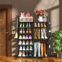 Étagère à chaussures multi-niveaux à montage facile, grande capacité, en métal, pour l'entrée et le couloir de la maison