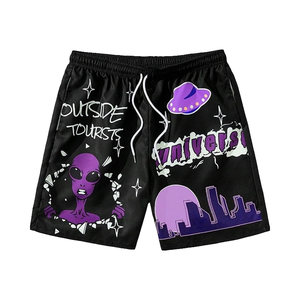 Shorts d'été respirants de haute qualité pour hommes, couleur prune, uni, écologiques, style streetwear, imperméables, taille élastique, service OEM - Product Image 4