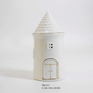 Casa de pueblo de Navidad de porcelana blanca moderna, decoración de cerámica para fiesta - Product Image 3