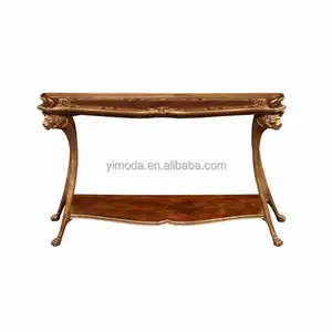 French luxury hallway teak wood console table antique gold carved wooden console table