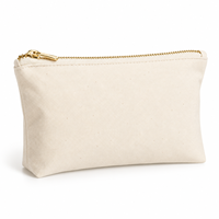 Pochette cosmétique personnalisée en toile naturelle avec fermeture éclair dorée, trousse de maquillage pour femmes, rangement de voyage pour articles de toilette, OEM ODM
