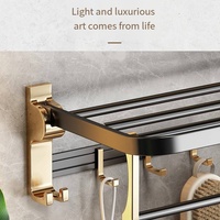 Ensemble d'accessoires de quincaillerie pour étagère de rangement pliante en aluminium noir et or, porte-serviettes, étagère de salle de bain en acier inoxydable