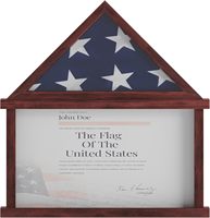Vitrine à drapeau personnalisée Flash Furniture Quincy, en bois de pin massif, pour drapeau funéraire plié 9x5, finition acajou