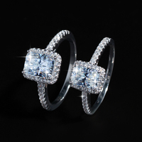 Bague pour femme en argent S925, moissanite taille radiant VVS couleur D 1CT 2CT, passe le test du stylo, classique et simple, pour mariée et mariage