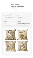 Ensemble de housses de coussin en lin personnalisées pour Noël vintage, Père Noël, rennes, sapin de Noël, bonhomme de neige, anti-acariens, décoration de Noël
