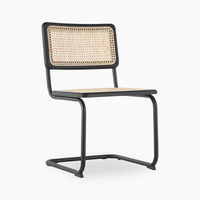 Vente en gros Chaises Cesca modernes en rotin naturel Salle à manger Pieds en métal en porte-à-faux Échantillon gratuit Chaises pour entrée d'appartement Bureau à domicile Bar