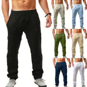 Factory straight hair summer new mens outdoor casual sports pants hip-hop style breathable cotton and linen loose trousers