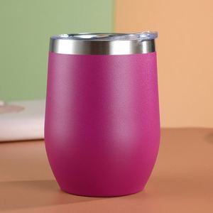 Hot Sale 12oz Stainless Steel <strong>Wine</strong> Glass Egg Shape <strong>Tumbler</strong> Travel Mug Water Cup Double Wall <strong>Wine</strong> <strong>Tumbler</strong> with Lid - Product Image 4