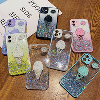 Nouvelle arrivée conception unique lettre stéréo crème glacée coque dure époxy paillettes coque de téléphone pour samsung galaxy note10 plus