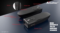 Escáner de código de barras BT inalámbrico AIGather 2D Qr gran capacidad de batería con IOS/Android fácil de operar para almacén