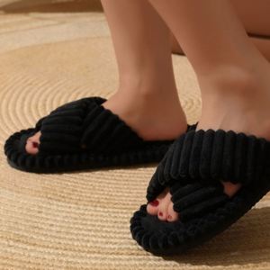 Pantofole da donna in peluche cotone a croce pantofole da donna - Product Image 3