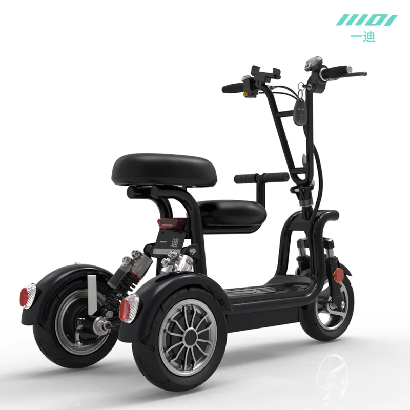 Triciclo elettrico con caricabatterie Scooter elettrico a tre ruote pieghevole da viaggio genitore-figlio per adulti