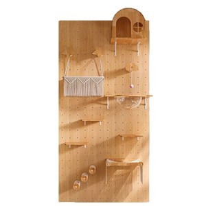 Bingkai panjat kucing pasang dinding kayu padat Modern, ramah lingkungan, jembatan pohon tangga berlubang papan karton - Product Image 4