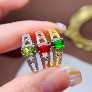 Cincin Pertunangan Wanita Batu Permata Diopside Potongan Oval Berlapis Emas Putih <span class=keywords><strong>18k</strong></span> Perak Sterling 925 Desain Klasik Mewah Baru - Product Image 4
