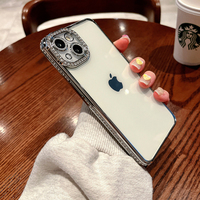 Coque de téléphone transparente en tpu scintillante galvanisée de luxe diamant pour iPhone 16 15 14 13 12 11 Plus Pro Max Cas