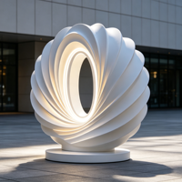 Sculpture lumineuse en spirale LED en fibre de verre de 2,5 m |   Art paysager extérieur imperméable pour hôtel, centre commercial, parc
