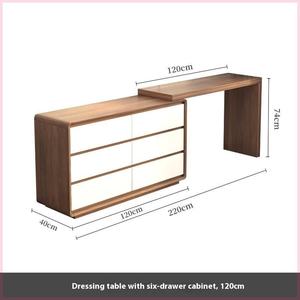 طاولة تزيين من الخشب الصلب على الطراز الصيني، تسريحة بسيطة وعصرية لغرفة النوم مدمجة مع خزانة، خزانة تخزين زاوية للشقق الصغيرة - Product Image 6