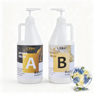 LEQU 0.5 Gallon <b>Clear</b> Epoxy Resin AB Adhesive Kit for Casting Coating Wood <b>Table</b> Crafts - Product Image 1