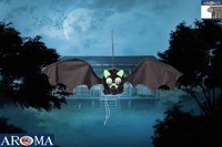 Dekorasi Kelelawar Bulu Halloween Interaktif untuk Luar Ruangan, properti animasi dengan Sayap yang Bergetar & Mata yang Bergerak untuk pesta, bar, taman, halaman