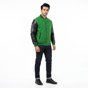 FINER THREADS Baseball Lettermen Custom Varsity Jacket Royal Blue 100% Cotton Body Stand Collar <b>Covered</b> <b>Button</b> Closure White - Product Image 1