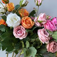Roses artificielles multi-tiges en soie, style vintage, pour décoration de mariage à domicile, aménagement de zone de réception, accessoires floraux pour séances photo