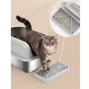 Caja de arena para <span class=keywords><strong>gatos</strong></span> inteligente grande de acero inoxidable al por mayor, caja de arena <span class=keywords><strong>autolimpiable</strong></span> medio abierta con acceso conveniente para <span class=keywords><strong>gatos</strong></span> - Product Image 6