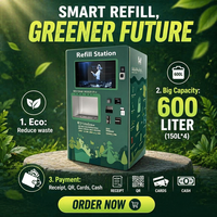 Distributeur automatique de shampooing et de détergent liquide à service libre avec paiement par code QR, capacité de 600 litres