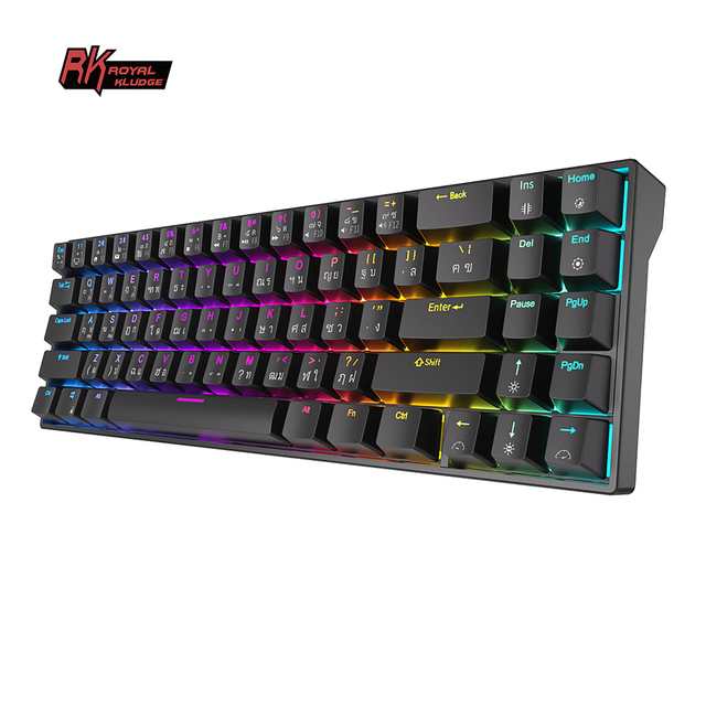 Royal Kludge Rk71 Oem Gaming Keyboard Hotswap 71 Keys Wireless Mechanical Keyboard Rgb Translucent Thai Language Pc Keyboard
