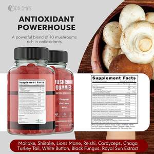 פרטי תווית פטריות gummies עבור תוספת פטריות פונקציונלי Adults10-in-1 עבור מיקוד מצב הרוח טבעוני שאינו gmo 60 לספור 30 הגשה - Product Image 4