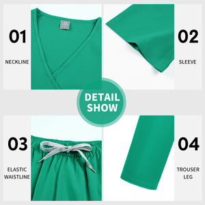 HZMNOI Women's V-Neck Scrub Set Moisture Wicking Knitted Hospital Uniforms For Nurses And Doctors S-XXL - Product Image 4