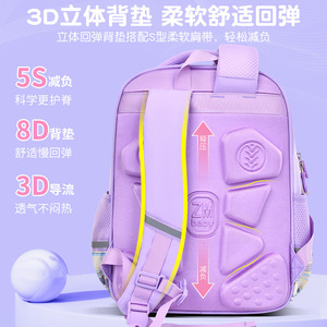 ZMBABY Girls School Backpack Purple Plaid 14 In Waterproof For Grades 1-3 - Product Image 5