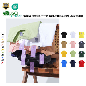 Vêtements personnalisés, coton peigné 210g 32SS, mélange Sorona, sensation de fraîcheur, t-shirt uni, col rond, unisexe, homme, t-shirt pour homme - Product Image 3