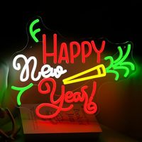 Letrero LED de Neón Personalizado al por Mayor, Colorido y Regulable, con la Frase 'Feliz Año Nuevo', Luz de Pared para Fiestas, Decoración Navideña para Celebrar el Año Nuevo