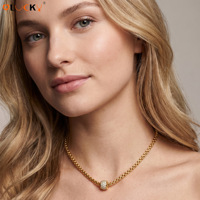 Colliers à chaîne avec perles CZ personnalisées LUCKYJIU, plaqués or 18 carats, en acier inoxydable, étanches, fabrication OEM ODM, fournisseur de bijoux pour les marques