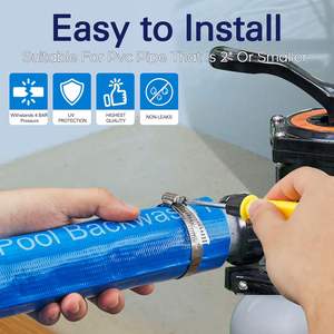 Tuyau <span class=keywords><strong>de</strong></span> lavage à contre-courant pour piscine en PVC <span class=keywords><strong>de</strong></span> 2 po x 50 pi, robuste, plat, durable, résistant aux éclats, pour pompe <span class=keywords><strong>de</strong></span> filtration <span class=keywords><strong>de</strong></span> piscine et pompe <span class=keywords><strong>de</strong></span> vidange, 2 colliers <span class=keywords><strong>de</strong></span> serrage - Product Image 3