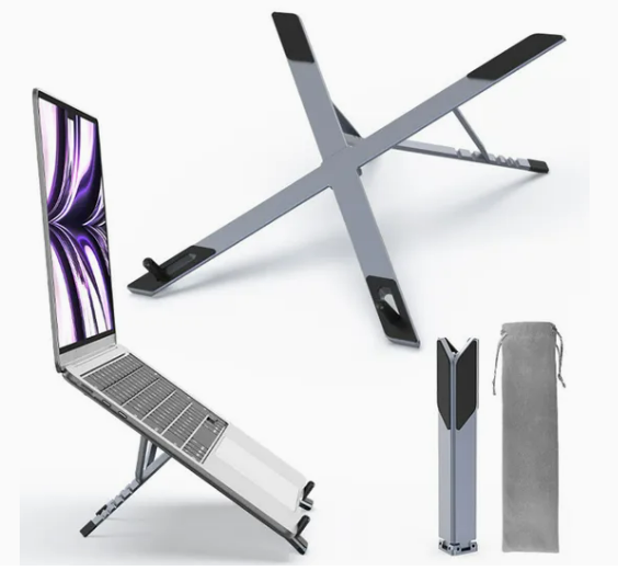 X Shape Mini Size Adjustable Foldable Mini Laptop Holder Desktop Aluminum Pocket Laptop Stand