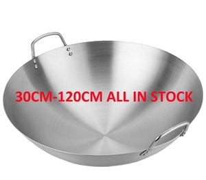 Poêle <span class=keywords><strong>Wok</strong></span> en acier inoxydable 201 sans danger pour la cuisson au gaz habilement fabriquée avec des tailles de 30 cm à 120 cm - Product Image 2