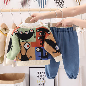 Ropa de Moda Infantil y Sudadera con Capucha de Manga Larga a Rayas, Suéter Moderno para Niño, Traje de Cárdigan Tejido - Product Image 3