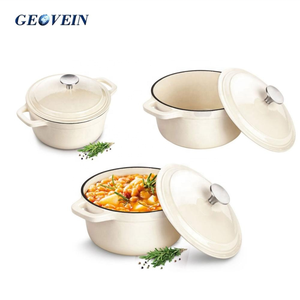 Blanc professionnel <span class=keywords><strong>En</strong></span> <span class=keywords><strong>Fonte</strong></span> Rond <span class=keywords><strong>Cocotte</strong></span> et Couvercle avec Poignées - Product Image 6