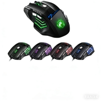 Souris de jeu filaire à 7 boutons, ergonomique, optique 800-2400 DPI, 500 millions de clics, caoutchouc noir, éclairage coloré RGB tressé de 1,5 m