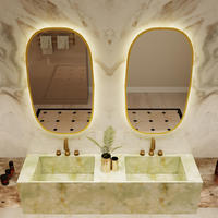 Miroir de vanité ovale de luxe avec cadre en aluminium rétroéclairé par LED, interrupteur tactile, montage mural, écologique et résistant à l'eau