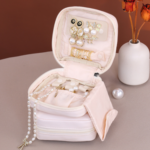 Boîte de rangement pour bijoux <span class=keywords><strong>en</strong></span> cuir PU avec logo personnalisé, organisateur de bijoux, sac de rangement pour bijoux portable, étanche, pour voyage - Product Image 3